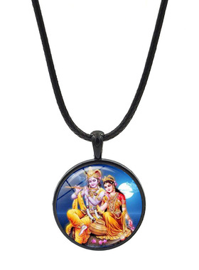 印度冥想Krishna Radha拉达和克里希纳项链瑜伽吊坠护身符