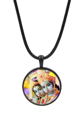 印度冥想Krishna Radha拉达和克里希纳项链瑜伽吊坠护身符