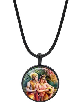 印度Radha Krishna拉达和克里希纳项链护身符 爱情之神和女神吊坠