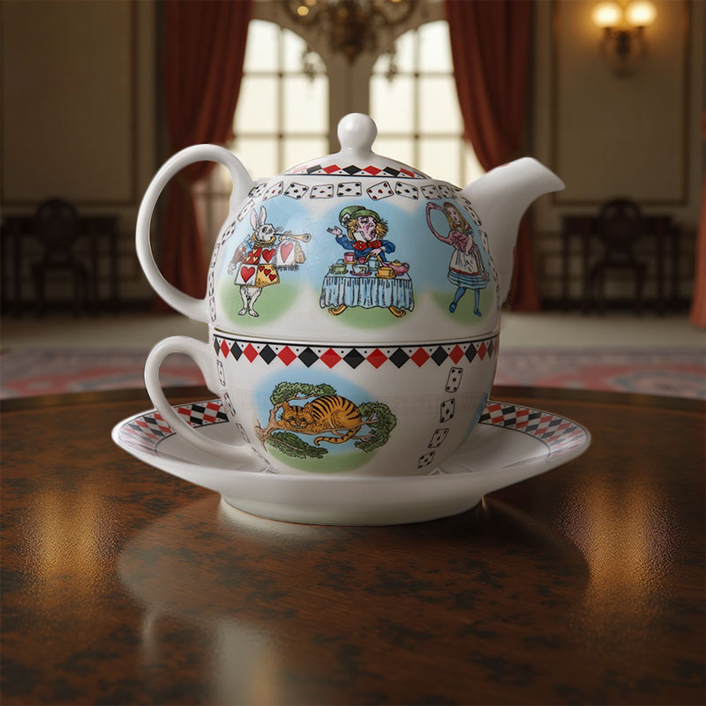 福南梅森爱丽丝梦游仙境白色茶壶