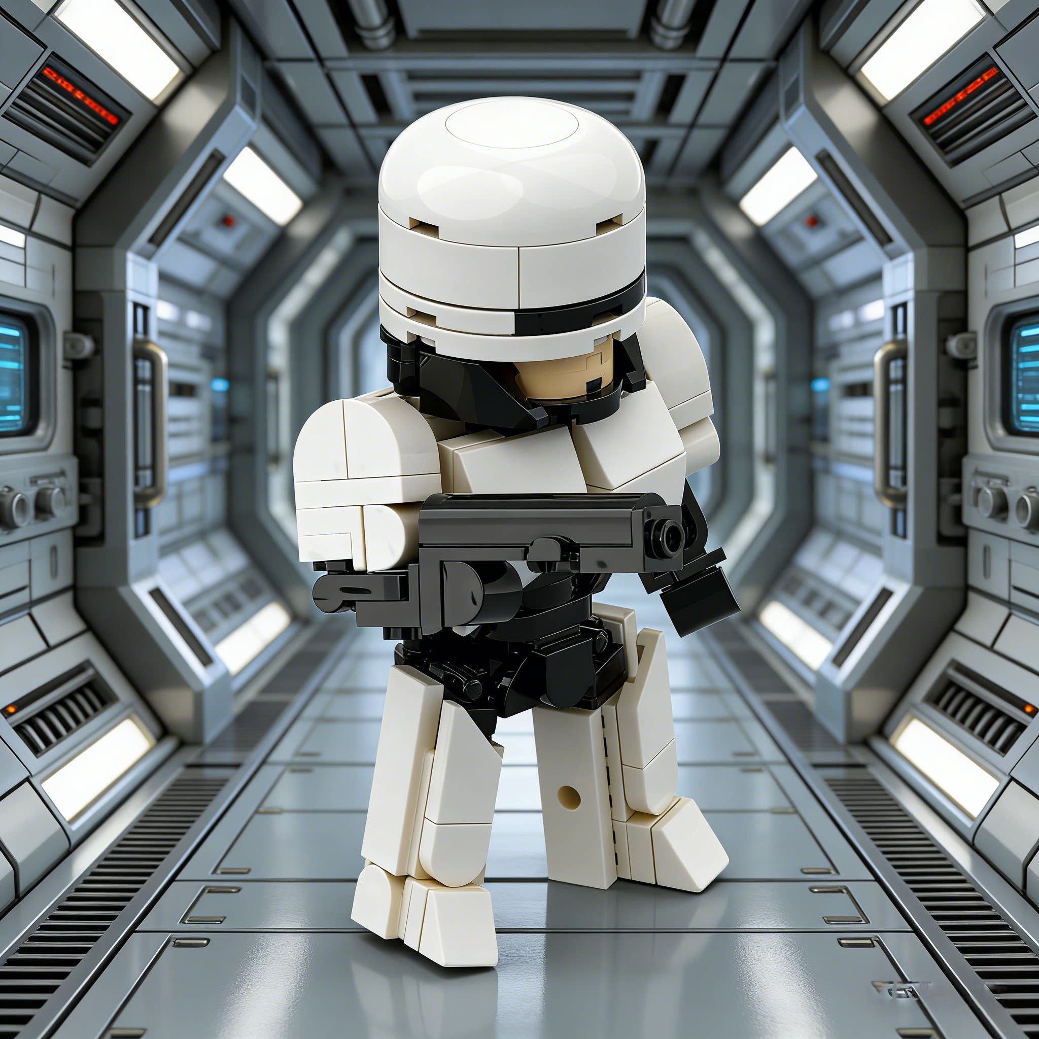 国产兼容小颗粒机械战警积木人仔盔甲士兵拼装玩具儿童益智模型