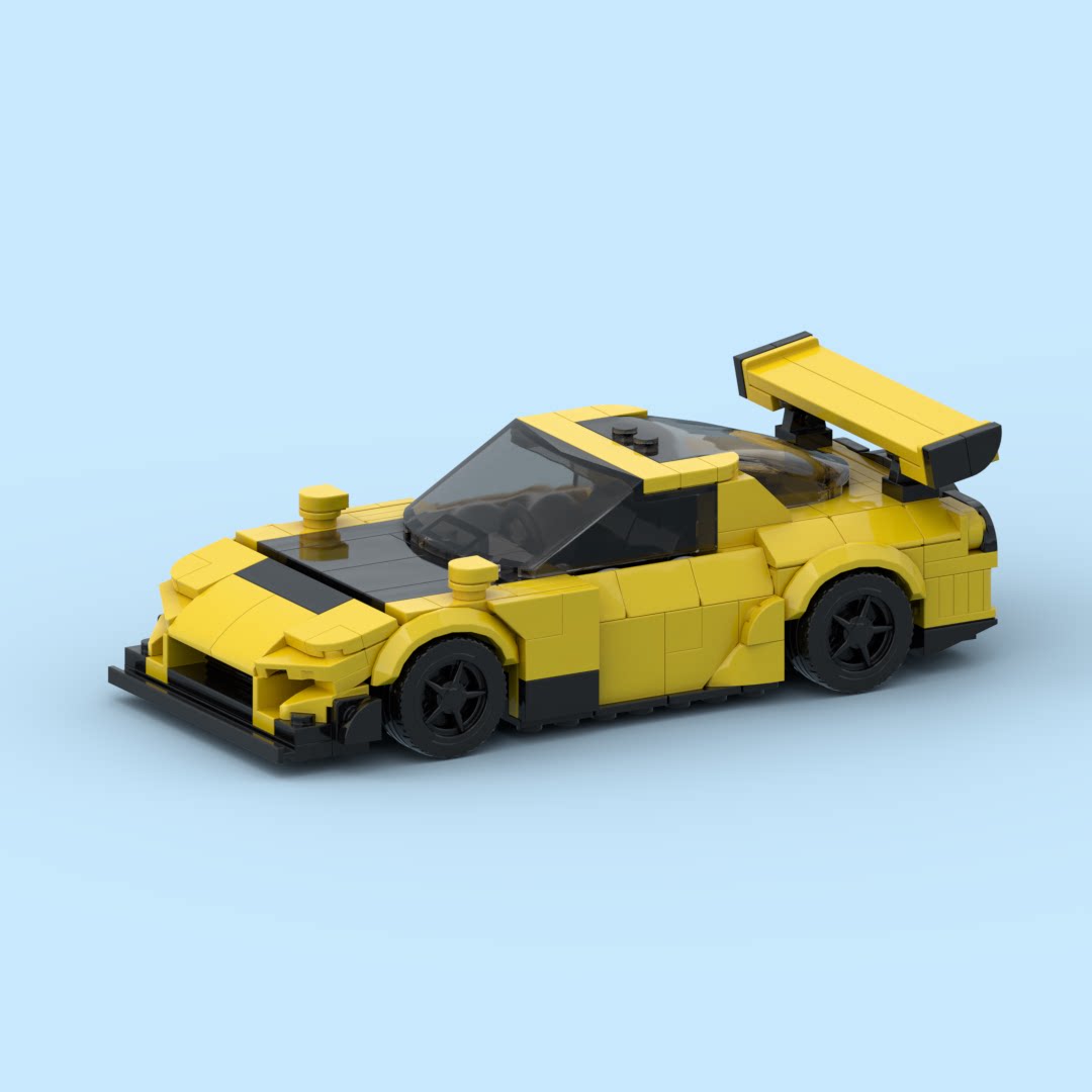 国产兼容性小颗粒积木马自达rx-7-fd赛车模型儿童益智手工DIY玩具图片