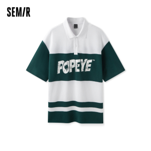 多链 男2024夏季 森马大力水手联名POLO衫 oversize 新款 情侣装