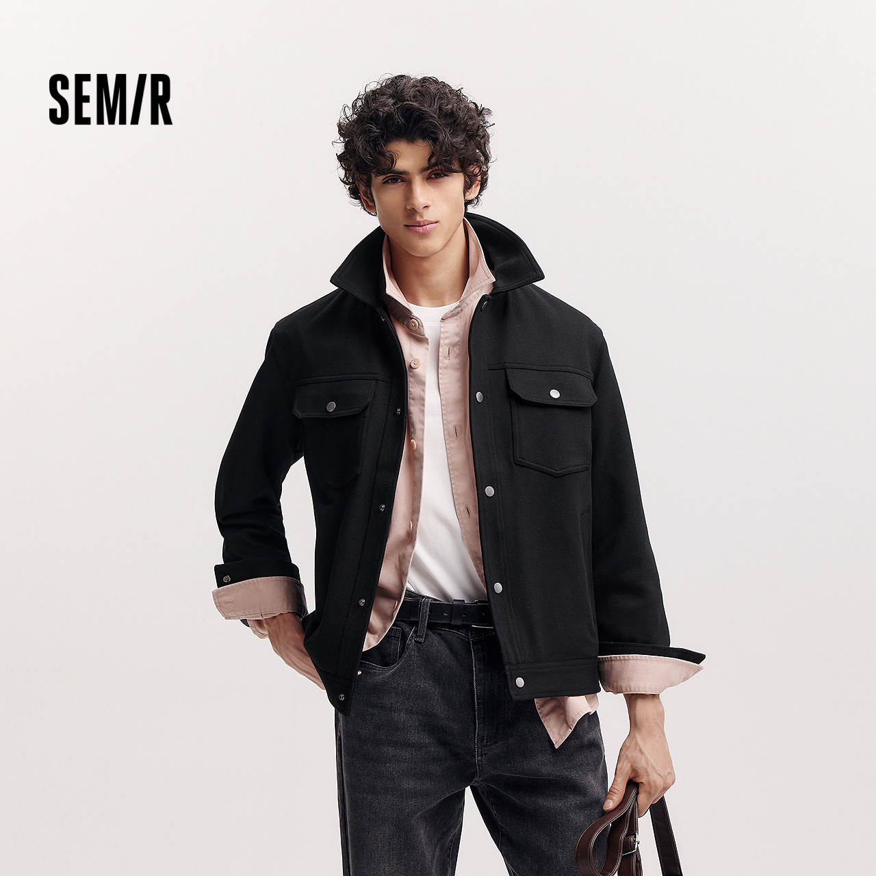 森马夹克男春季经典纯色翻领针织外套简约百搭前胸翻盖口袋上衣潮,男装,夹克,淘宝优惠券,粉丝福利购,淘宝优惠卷