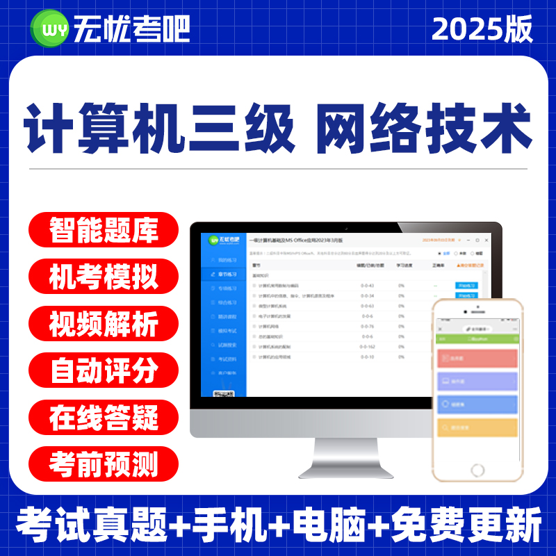 无忧考吧2025年全国计算机三级网络技术真题库上机模拟软件激活码
