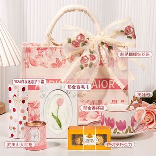 结婚伴手礼女伴娘手提包开业礼盒婚庆高档实用礼品喜茶麻布帆布袋