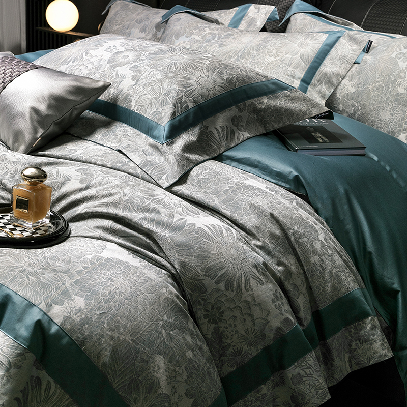 奢华140支色织提花四件套美式高级感纯棉四季款亲肤全棉床上用品