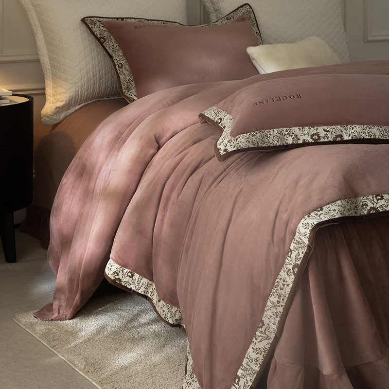 KASS LETON卡诗兰顿高端秋冬牛奶绒保暖四件套简约珊瑚绒床单被套