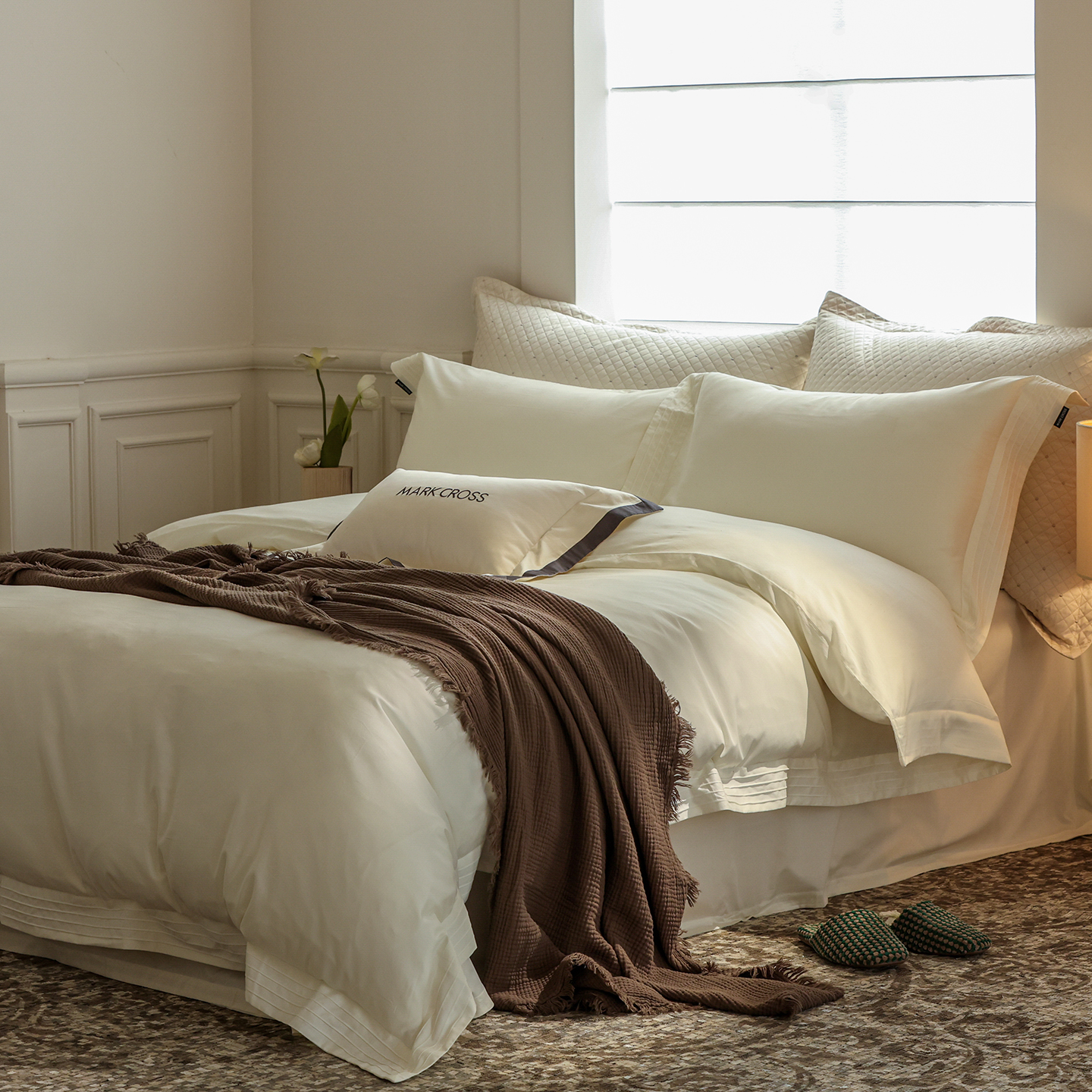 秋冬保暖高档极简风纯色顺滑100支超细旦天丝棉磨毛莱赛尔四件套