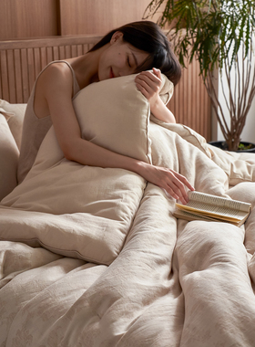 LIIESEN丽笙正品A类棉麻提花大豆被子被芯冬被透气暖糯亲肤春秋被