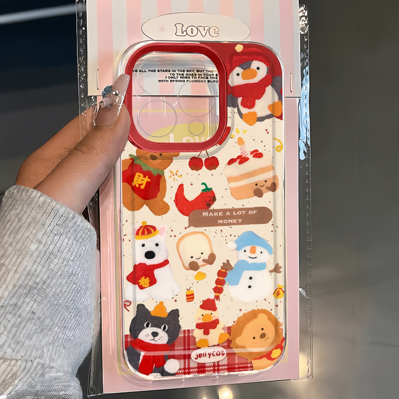 新年jellcat动物适用苹果16promax手机壳iphone15新款mate60透明红米note13防摔k70小米14华为软vivoppo荣耀