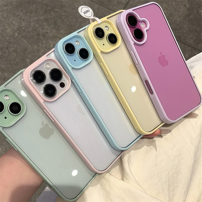 KEWU适用iphone16 ins风小众高颜值简约透明亚克力软边高级感适用苹果16手机壳iPhone15promax/14/13保护套12