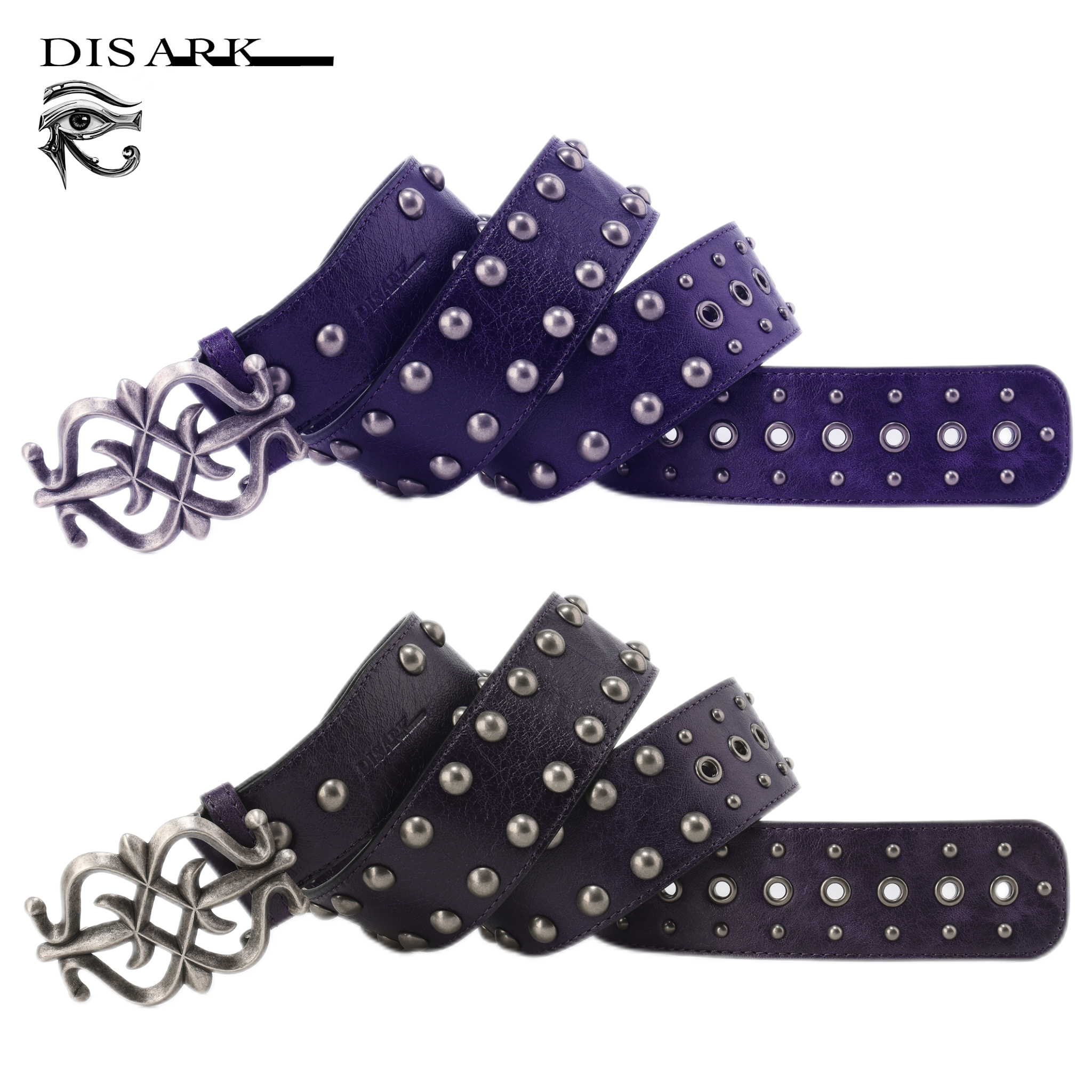 Disark朋克羊皮镀银暗黑先锋皮带