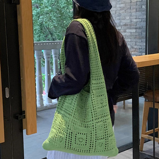 大容量针织包包休闲2025手提新款编织包手提包通勤单肩包