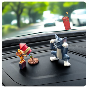 火箭汤姆和杰瑞|汽车小摆件迷你可爱猫和老鼠公仔车载车内装饰品
