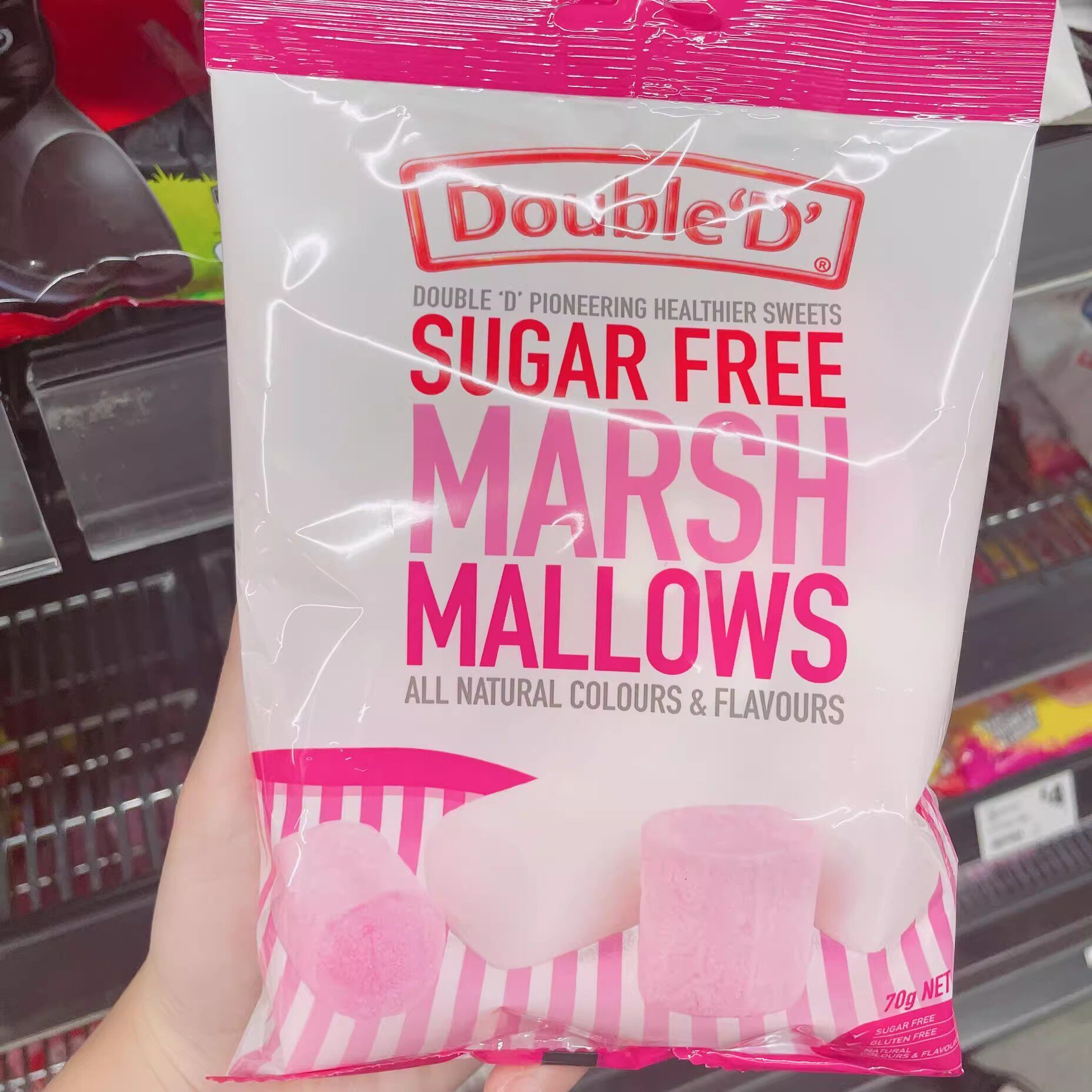 澳代购直邮double D达宝蒂无糖棉花糖水果味硬糖孕妇儿童控糖 70g