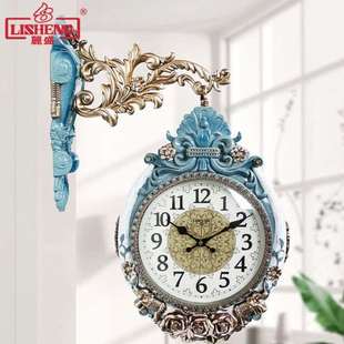 饰石英钟 时钟装 大气静音钟表创意家用大挂表时尚 双面挂钟客厅欧式