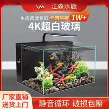 鱼缸客厅小型桌面鱼缸家用电视柜旁鱼缸超白玻璃背滤自循环水族箱