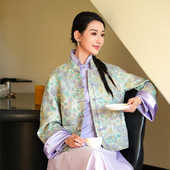 国风开衫 桃知窈窈2024秋 盘扣上衣高端新中式 改良唐装 外套 蓝颜