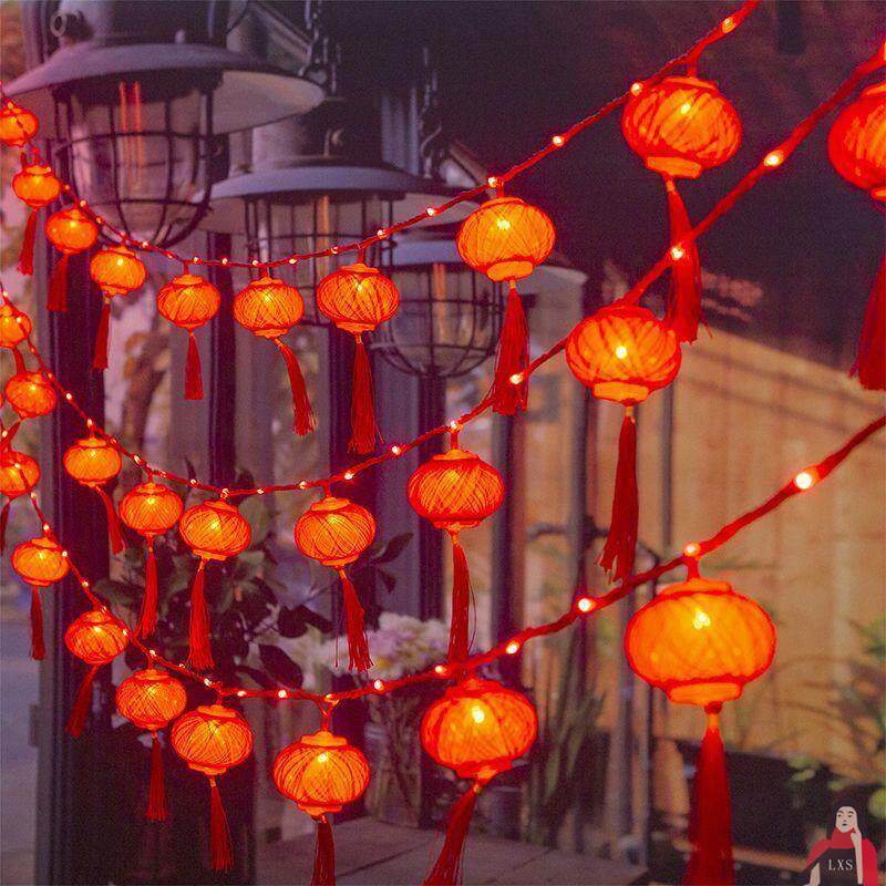 新年红灯笼庭院装饰灯春节户外防水灯串过年太阳能布置新款氛围i.