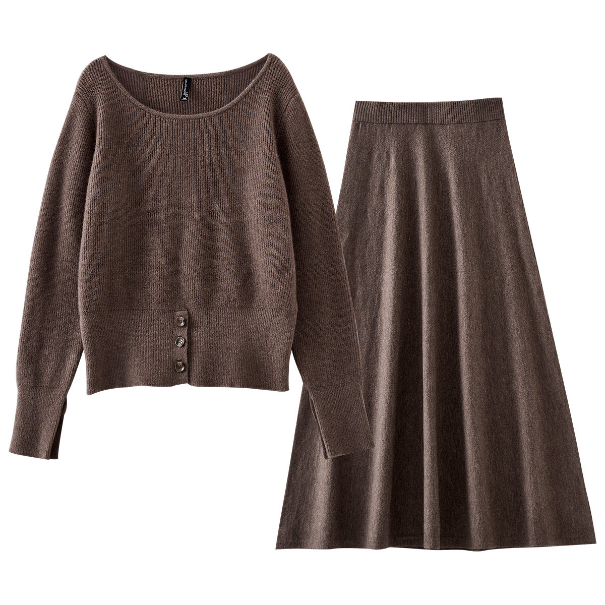 欧昵雪气质优雅针织衫半身裙套装