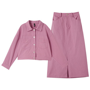 翻领短外套开叉半裙纯棉套装 时尚 DN707 书婷专享