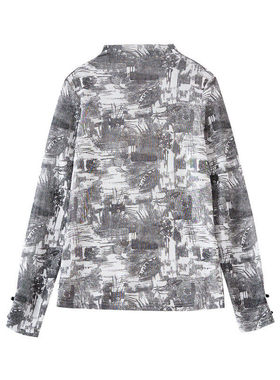 【爆米花粉丝专享】水墨画印花半高领打底衫气质长袖T恤SR167