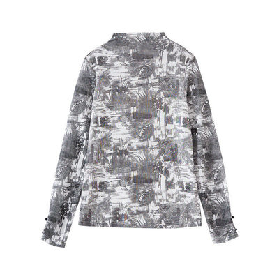 欧昵雪水墨画半高领T恤打底衫女