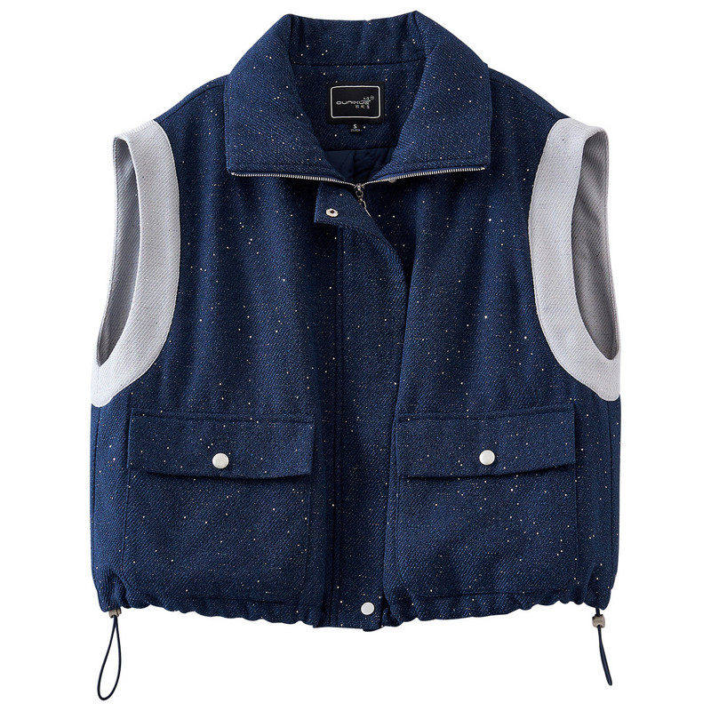 【玉米粉丝专享】撞色拼接亮片拉链无袖夹棉马甲CR269,女装/女士精品,马夹,淘宝优惠券,粉丝福利购,淘宝优惠卷