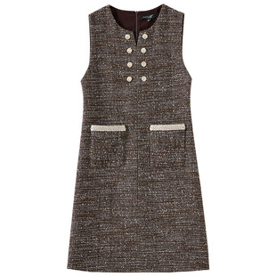 【年度大清仓】时尚粗纺呢子背心连衣裙DQ128