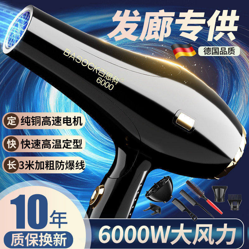 德国发廊发型师理发店专用电吹风机家用6000W大功率护发速干静音