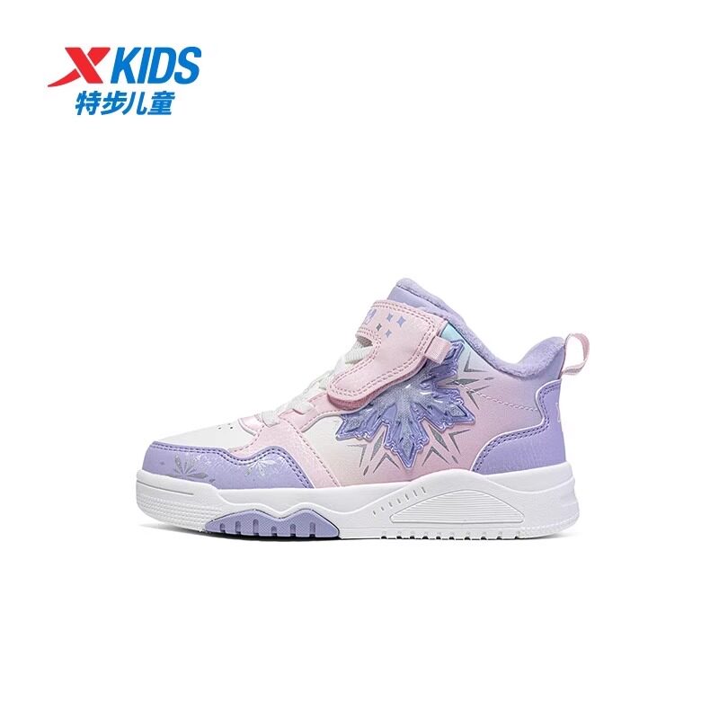 特步儿童女童二棉鞋2024冬季新款加绒保暖中小童鞋子676414373006