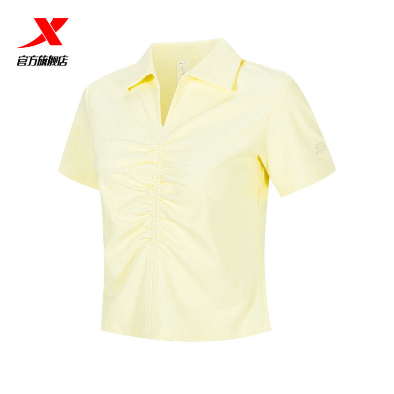 特步女子短袖POLO衫2026夏新款修身时尚舒适翻领T恤974228020464