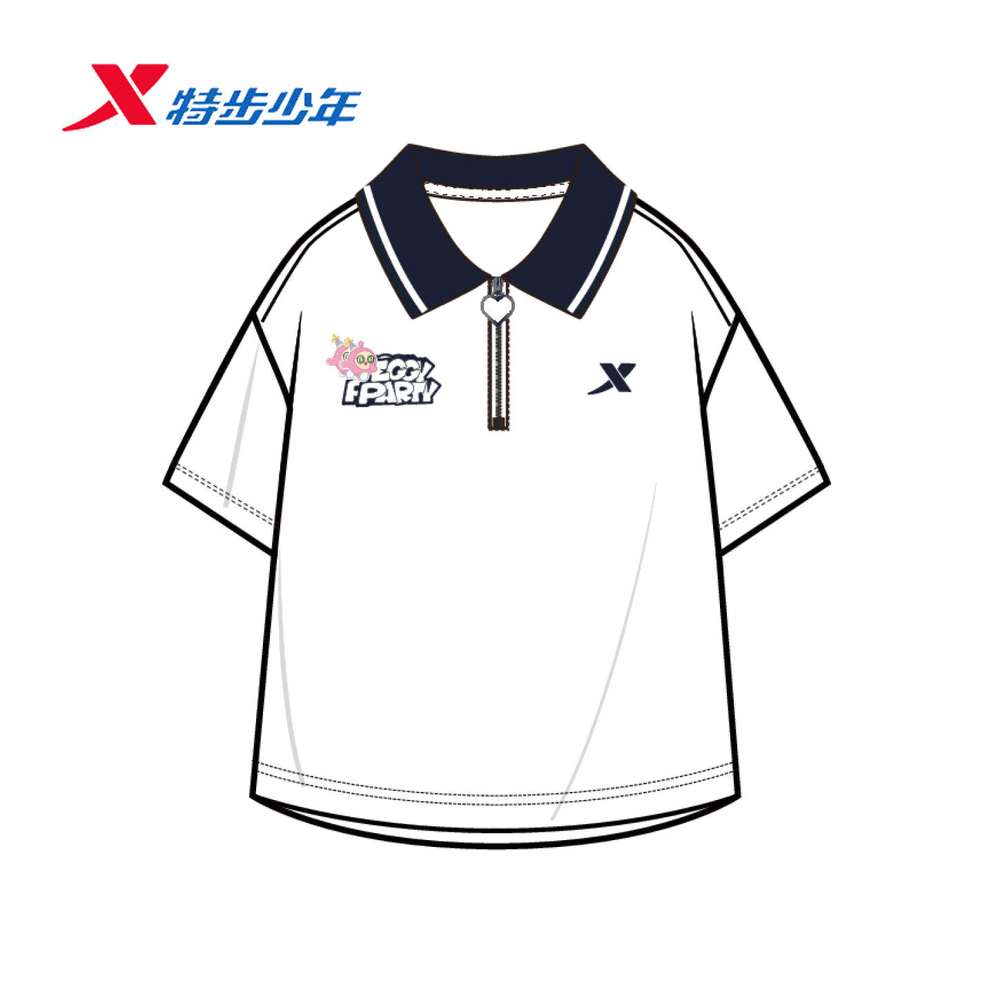 特步童装女大童短袖POLO衫2026夏季新款针织运动T恤674224024019