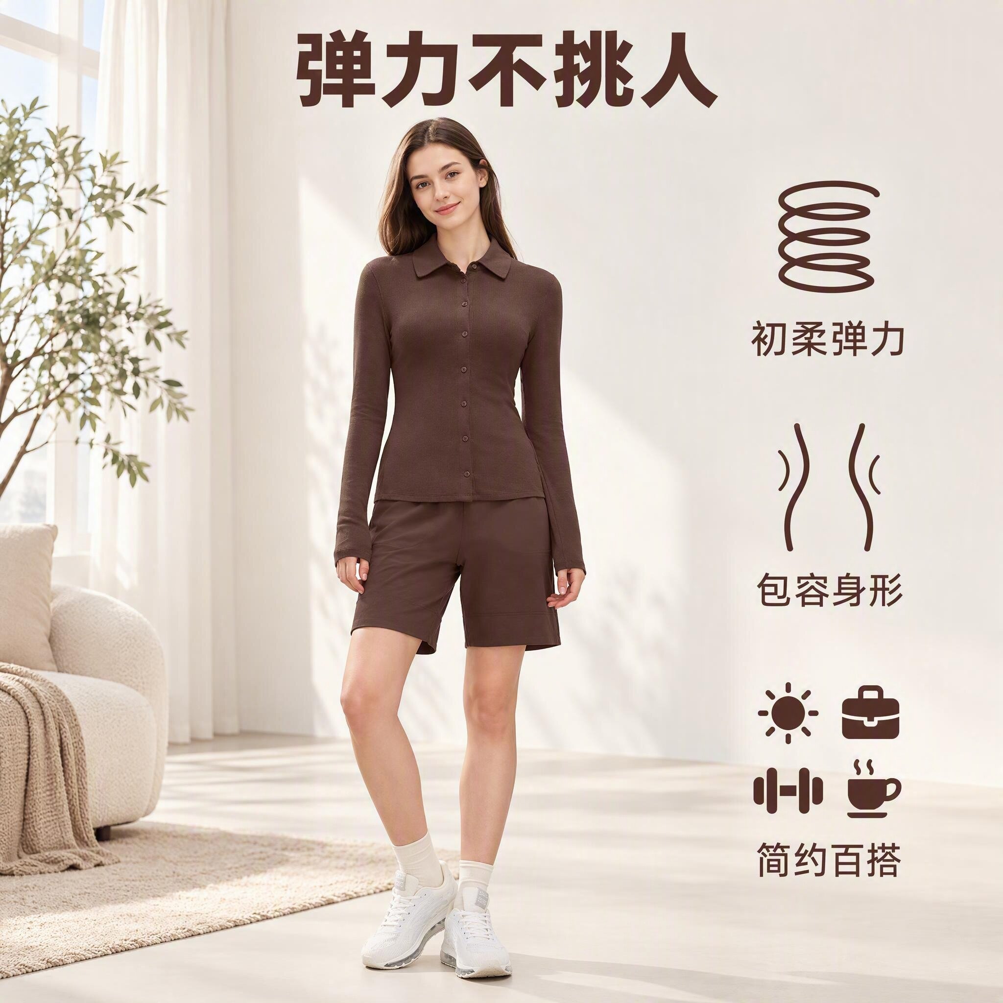 莫代尔长袖瑜伽女T恤开衫显瘦