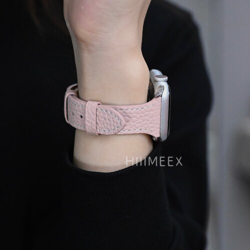 荔枝纹柔软真皮表带拼色创意表带