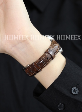 HIIIMEEX适用苹果手表 竹节滑面细款真皮iwatch表带applewatch9/8小众表带