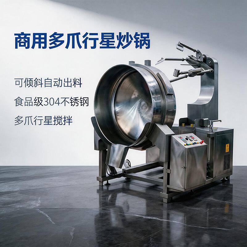 全自动多爪行星搅拌炒锅刮底液压出料牛肉酱炒料机调味品加工设备