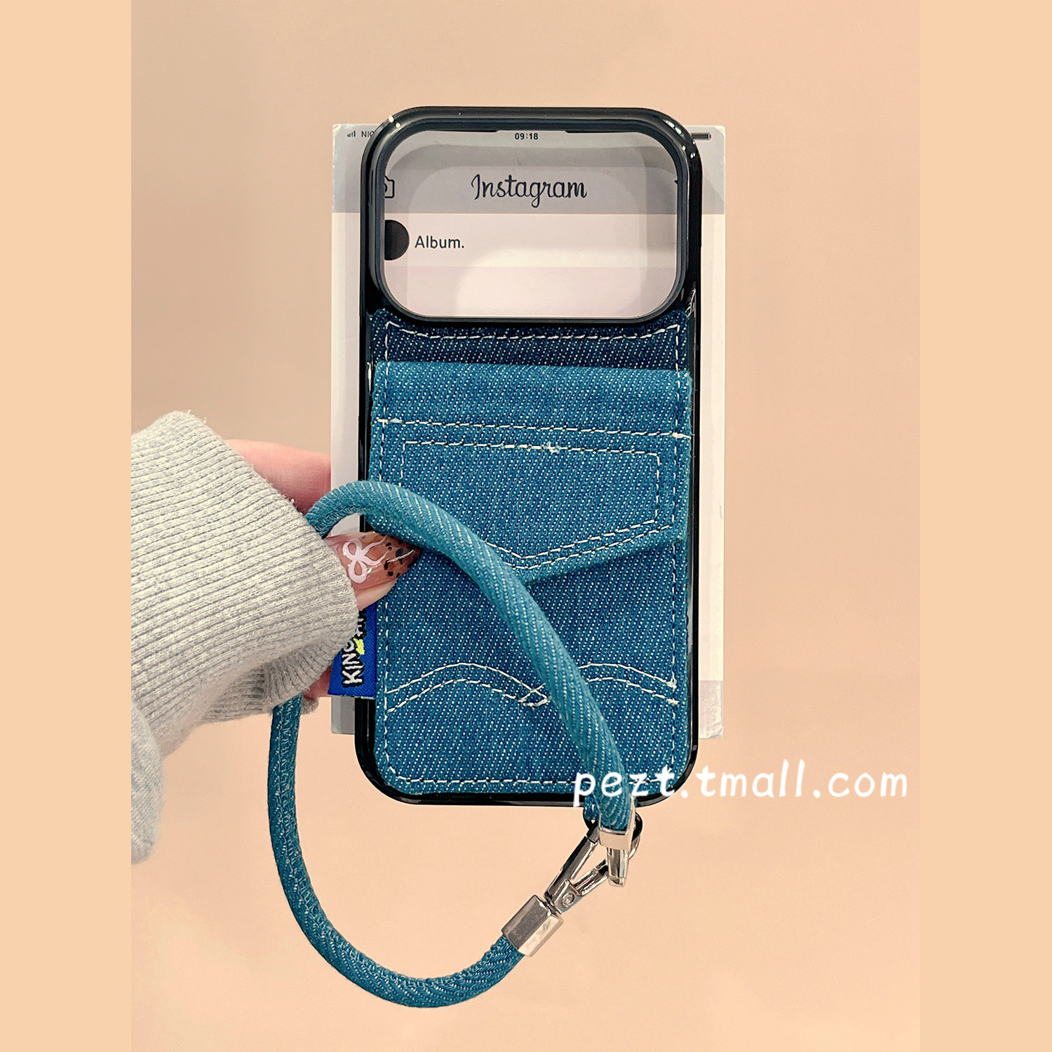 韩系ins风牛仔布适用苹果17手机壳卡包iphone16promax带挂绳17promax新款13防摔卡套15Pro个性小众14女16全包,3C数码配件,手机保护套/壳,淘宝优惠券,粉丝福利购,淘宝优惠卷