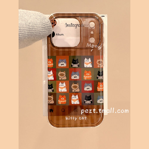 ins风涂鸦萌系卡通猫咪手机壳