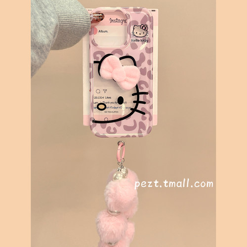 豹纹hellokitty蝴蝶结手机壳