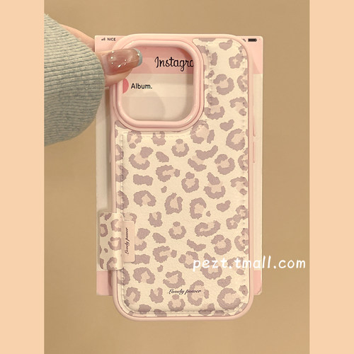 韩系ins风粉色豹纹手机壳新款