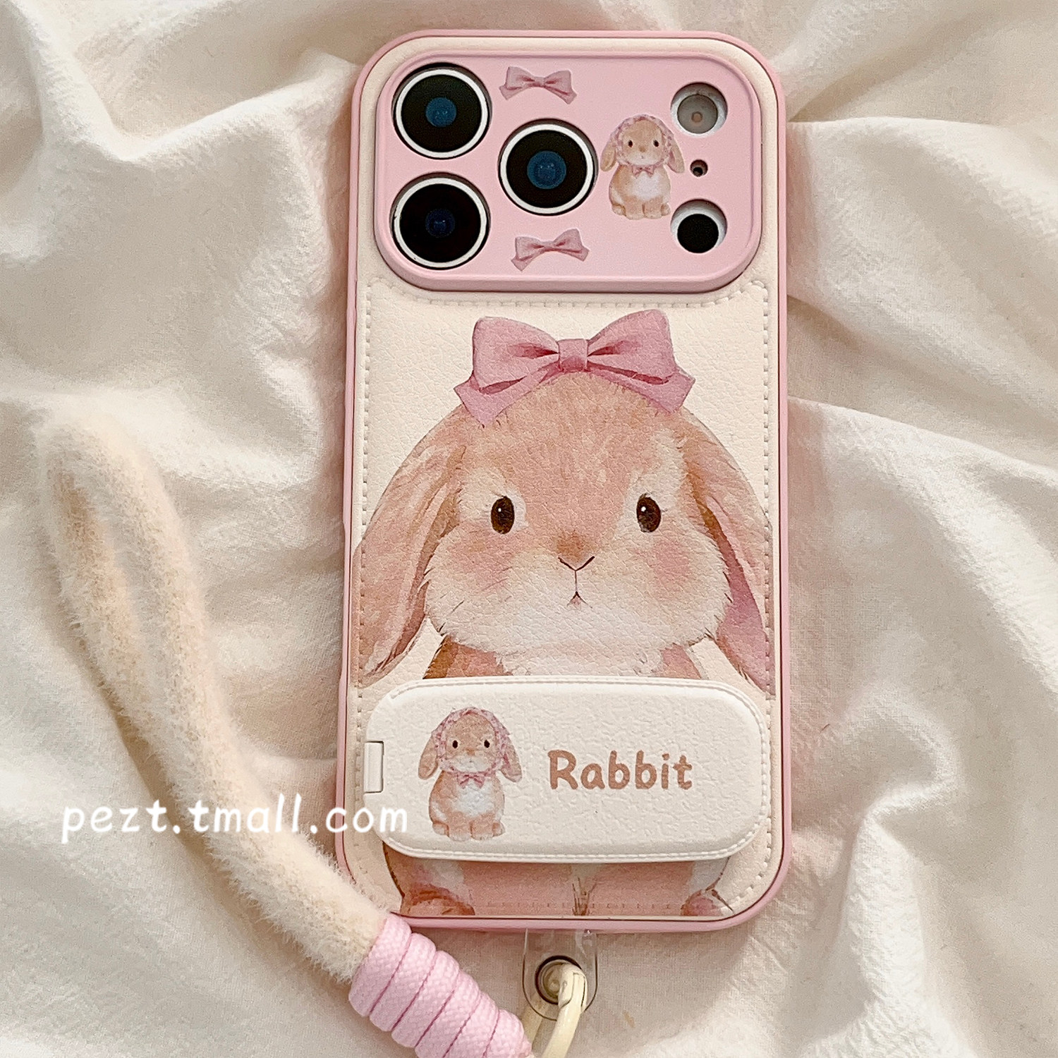 萌系可爱油画兔子适用苹果17手机壳少女心iphone16promax秋冬17promax新款15防摔14硅胶软套支架16女全包皮质