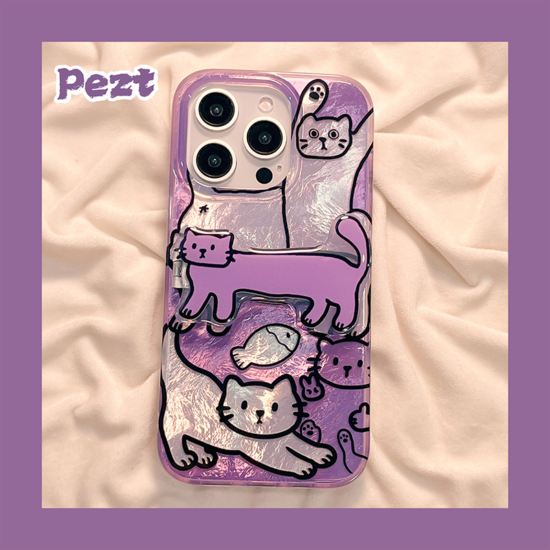 苹果手机壳IMD漩涡壳卡通猫咪