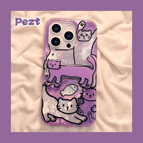 苹果手机壳IMD漩涡壳卡通猫咪