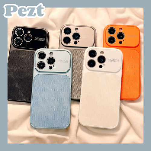 ins风纯色皮质灯芯绒手机壳