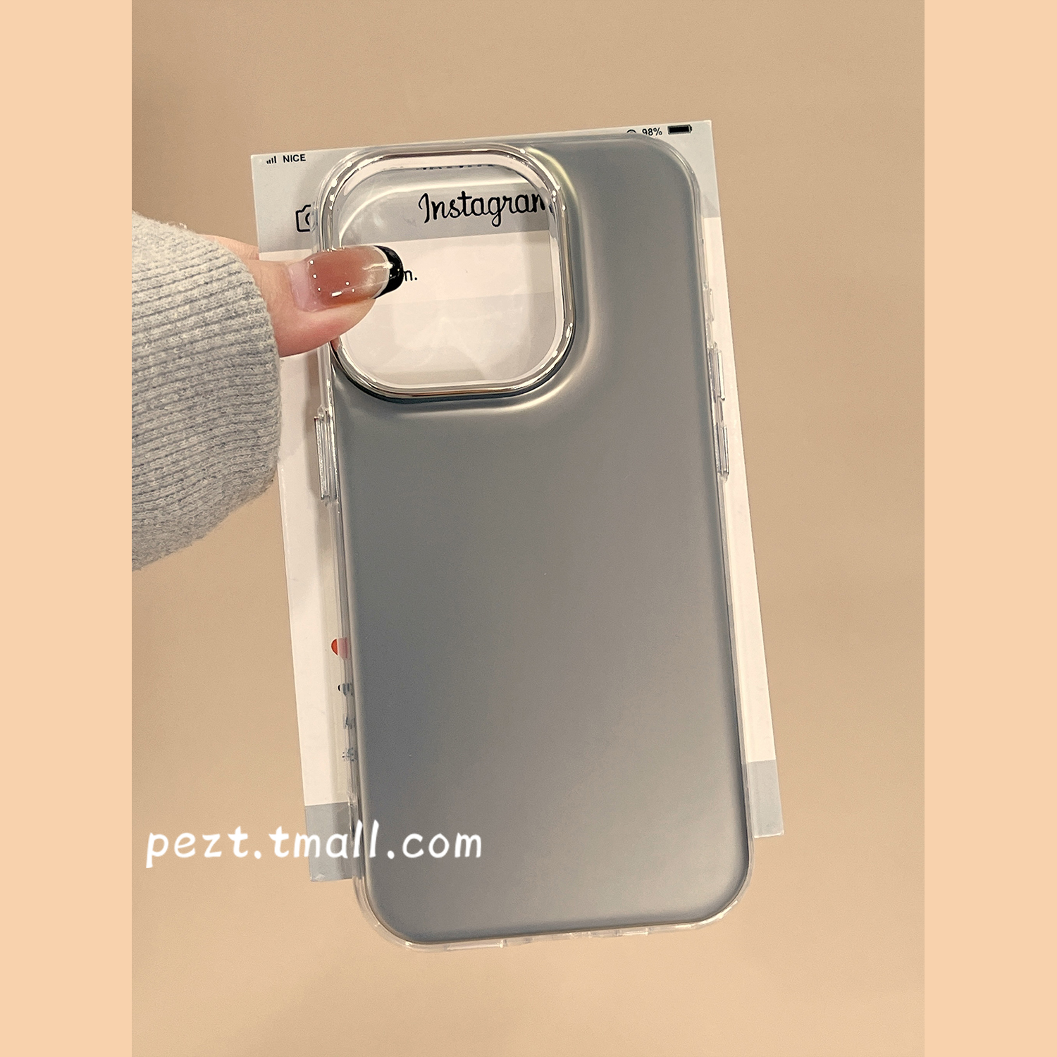 ins风电镀纯色手机壳情侣款