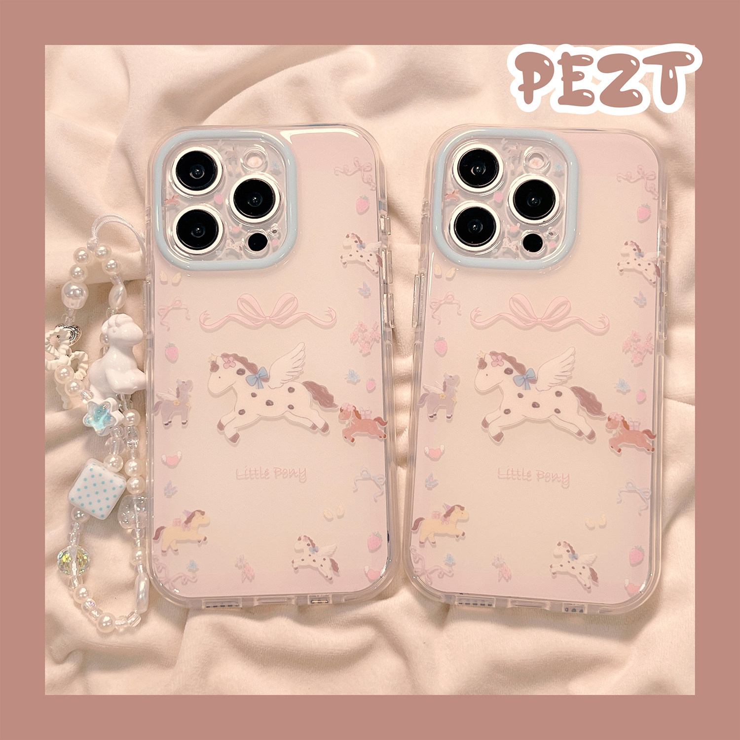 新年可爱卡通小马适用苹果17手机壳马年iphone16promax带手链17promax新款15防摔保护套16女款萌系硅胶全包软,3C数码配件,手机保护套/壳,淘宝优惠券,粉丝福利购,淘宝优惠卷