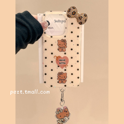 棕色hellokitty波点手机壳新款