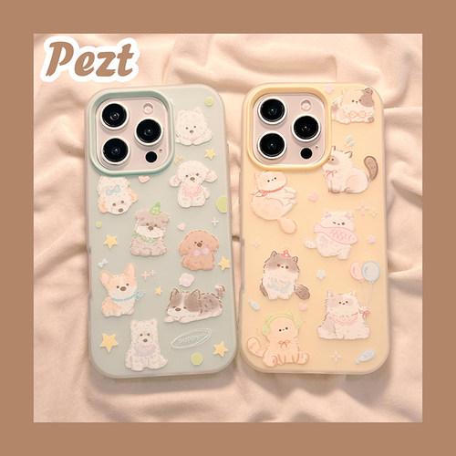 涂鸦有趣可爱小狗猫咪手机壳情侣